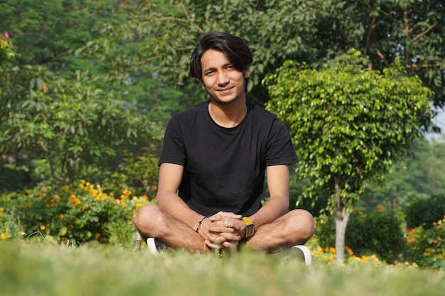 Man in park enjoying life in morning