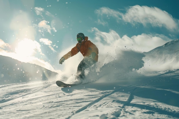 Man Performing Freestyle Snowboarding at a Ski Resort