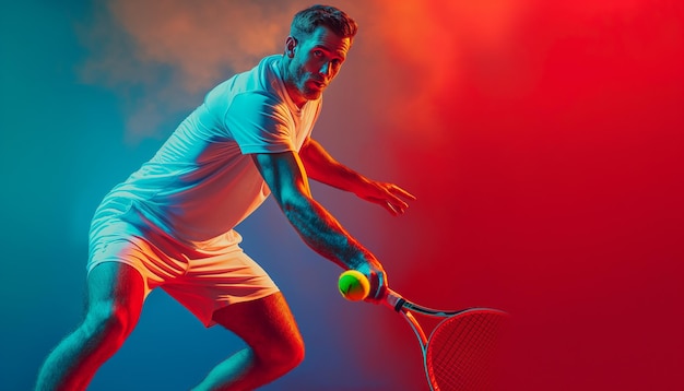 a man playing tennis with a tennis racket in his hand