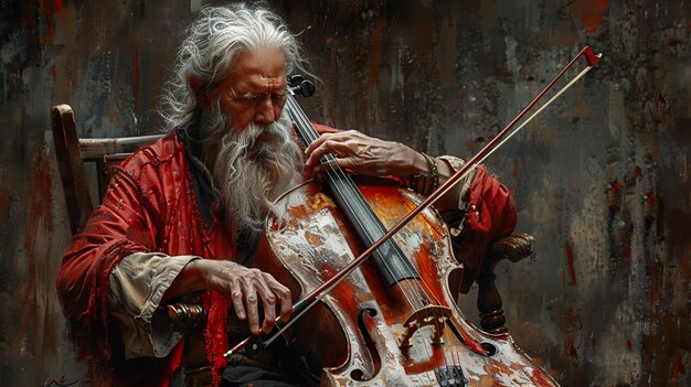 a man playing the violin with a red shirt that says  the violin