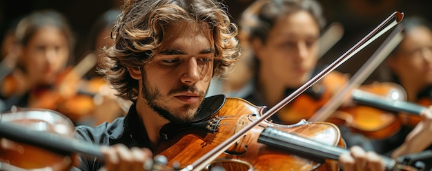 Photo a man plays violin with a violin