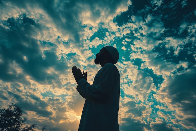 Photo man praying to the sky