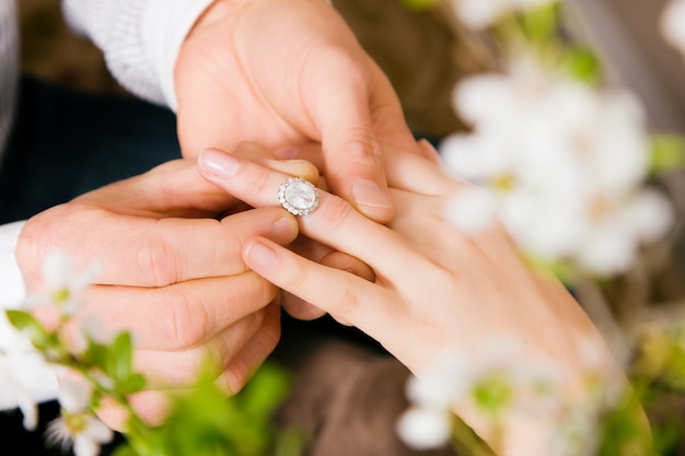 Man promising wedding to woman