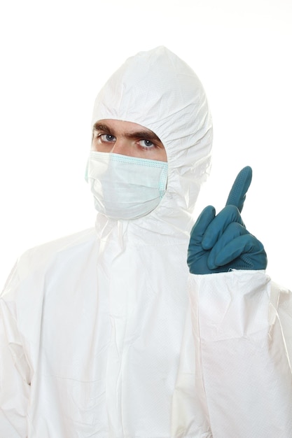 Man in protective suit