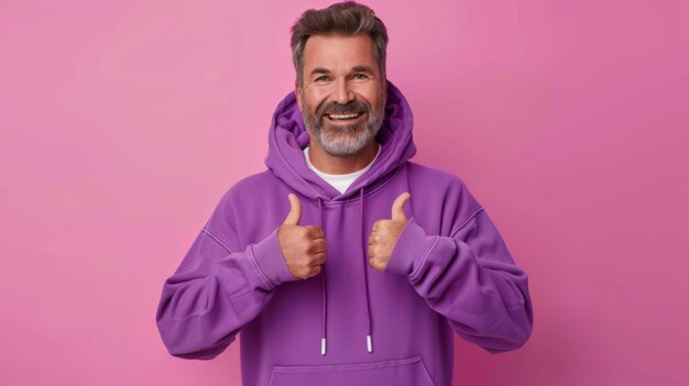 Man in Purple Hoodie Smiling