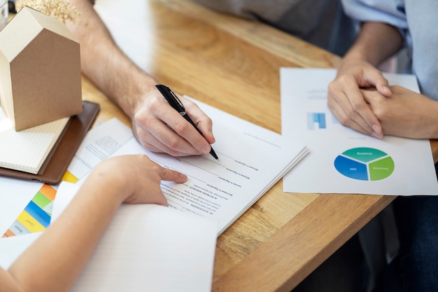 Man putting signature document loan contract