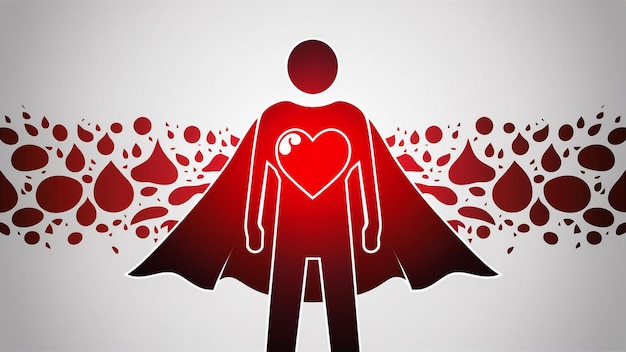 a man in a red cape with a heart on his chest