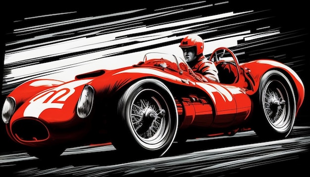 Photo a man in a red race car is driving on a track