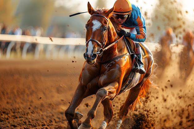 Man Riding on Back of Brown Horse Generative AI