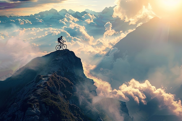 A man riding a bike up the side of a mountain