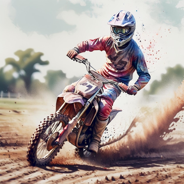 a man riding a dirt bike with the number 17 on his shirt