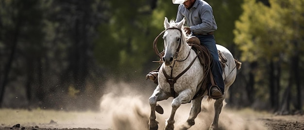 a man riding a horse with a cowboy hat on