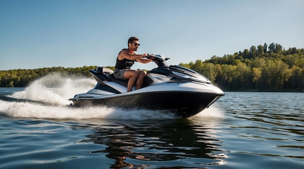 a man riding a jet ski on a jet ski