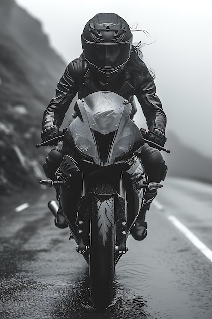 a man riding a motorcycle on a road with a helmet on