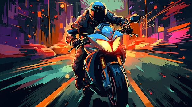 A man riding a motorcycle with the word speed on the front.