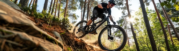 Man riding a mountain bike on a rugged trail