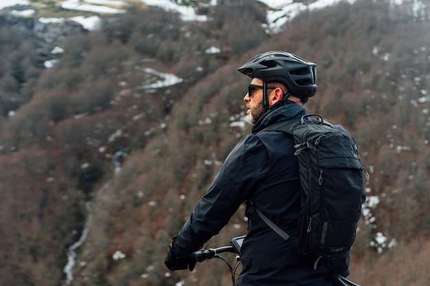 Man riding a mountain bike