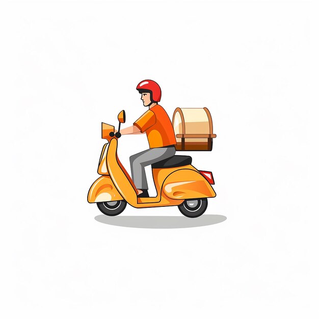 Photo a man riding a scooter with a box on the front