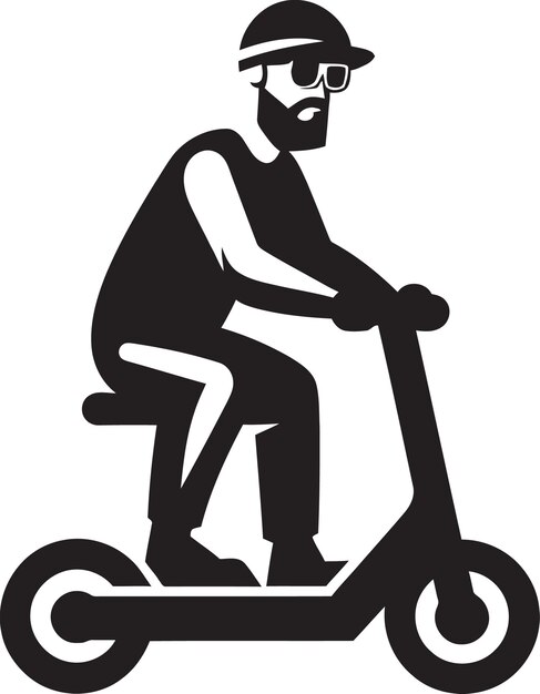 Photo a man riding a scooter with a man wearing a gas mask on his face