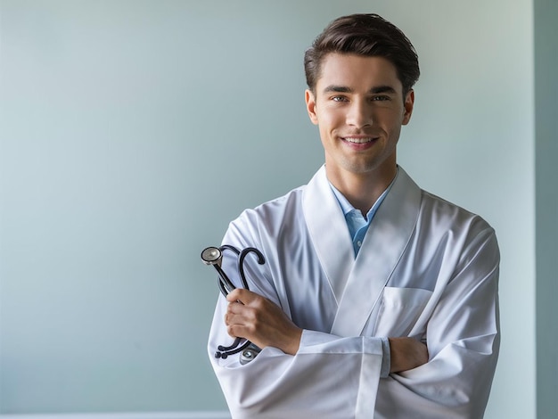 Photo a man in a robe that says quot he is holding a pair of scissors quot