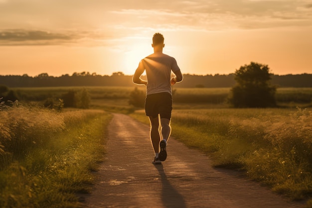 man runner enjoys running outside with beautiful summer