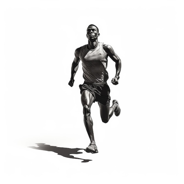 Man Running in Black and White