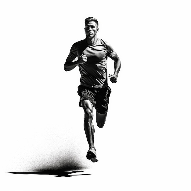 Man Running in Black and White