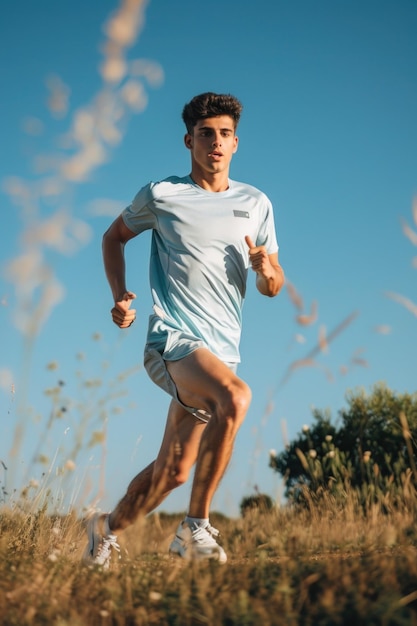 Photo man running in isolated background