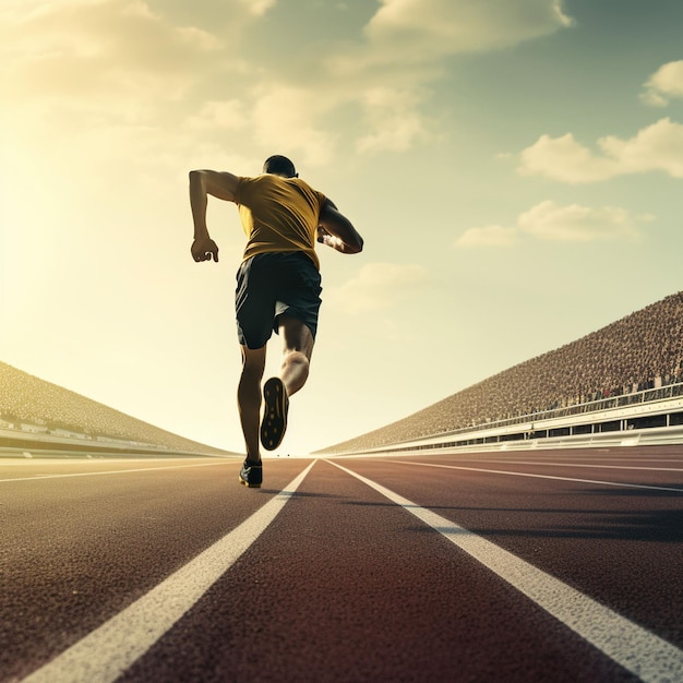 Photo man running on a track