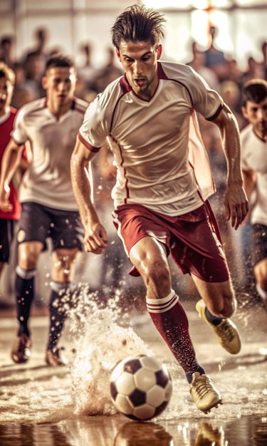 Photo a man running with a soccer jersey on