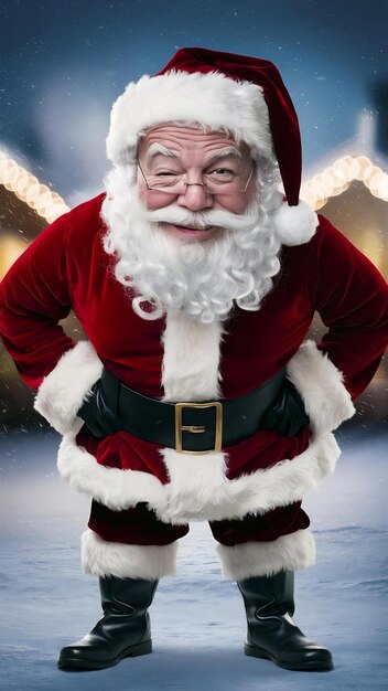 Man in santa claus costume winking