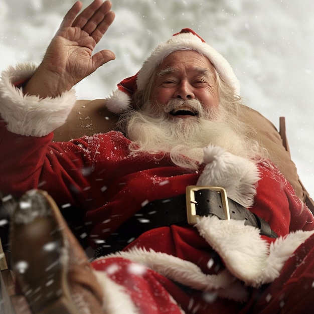 Photo a man in a santa suit is laying on a chair