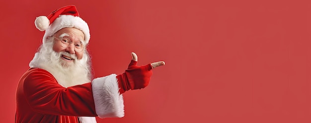 Photo a man in a santa suit pointing at the camera