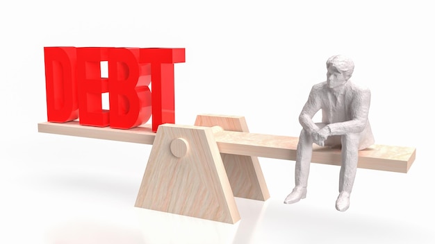 Man and scale debt for business concept 3d rendering