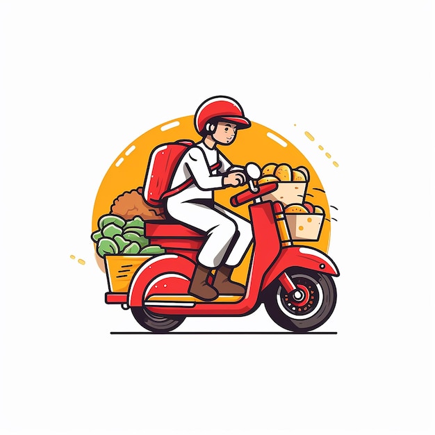 a man on a scooter with a bag of groceries on the back