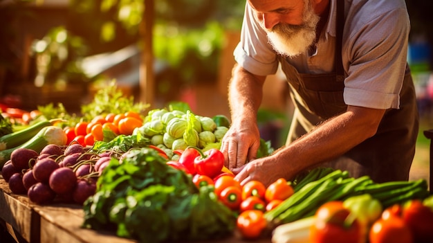 Man selling vegetables in the market