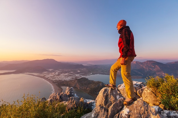 Man on the sheer cliff