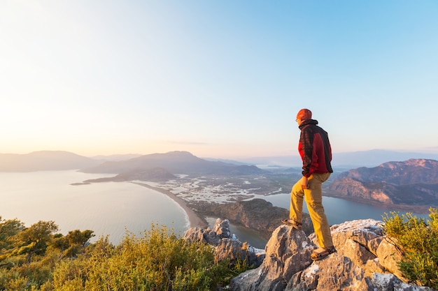 Man on the sheer cliff