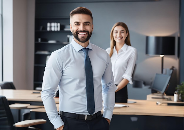 man in shirt in his office