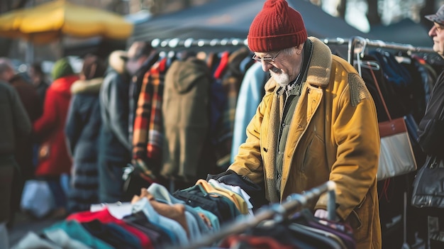 Man shopping at outdoor flea market