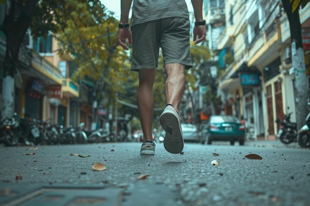 Man in shorts walking in Ho Chi Minh City