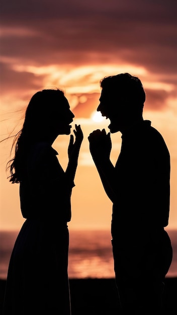 Photo man shouting on woman shadows silhouette of couple having quarrel family problems conflicts in rela