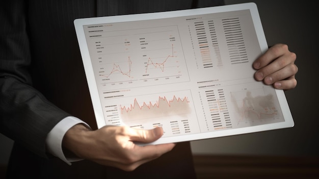 man show report document with chart graph