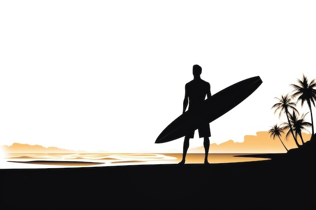 Photo man silhouette surfboard outdoors