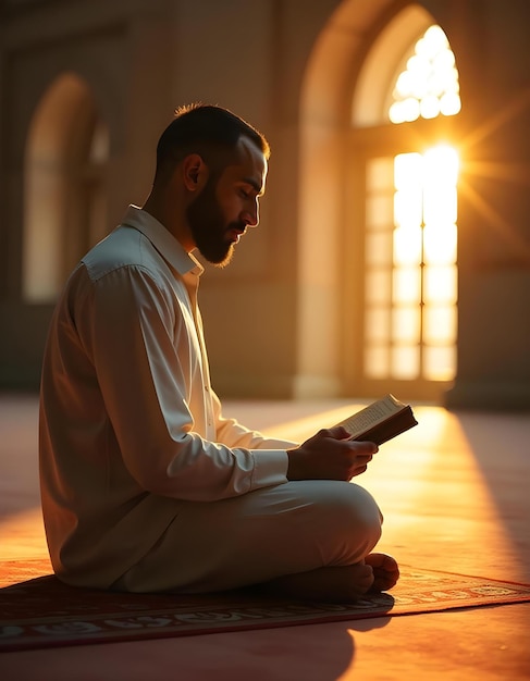 a man sits on a floor reading a book