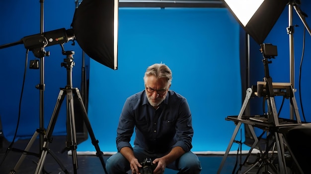 a man sits in front of a camera with a camera in front of him world photography day camera world