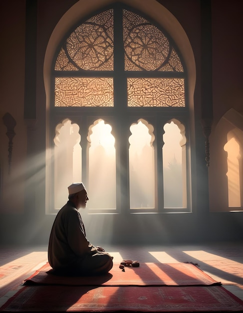 a man sits in front of a window