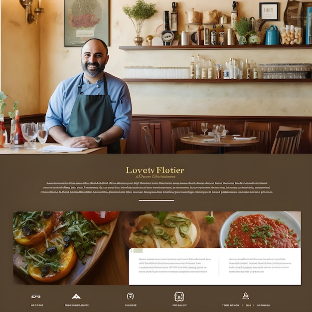 Photo a man sits at a table with a menu for a restaurant called quot i think quot