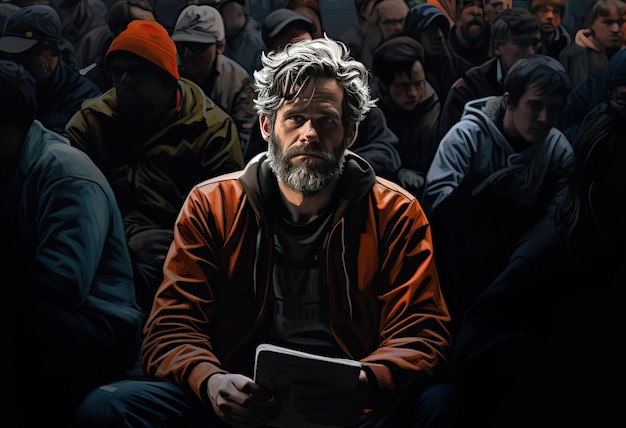 Man sitting in the crowd