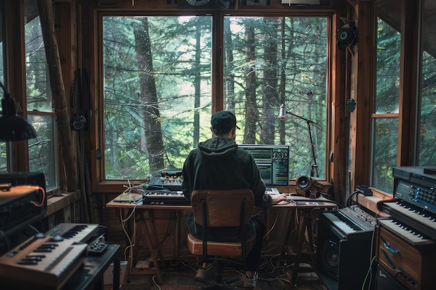 A man sitting at a desk in front of a window